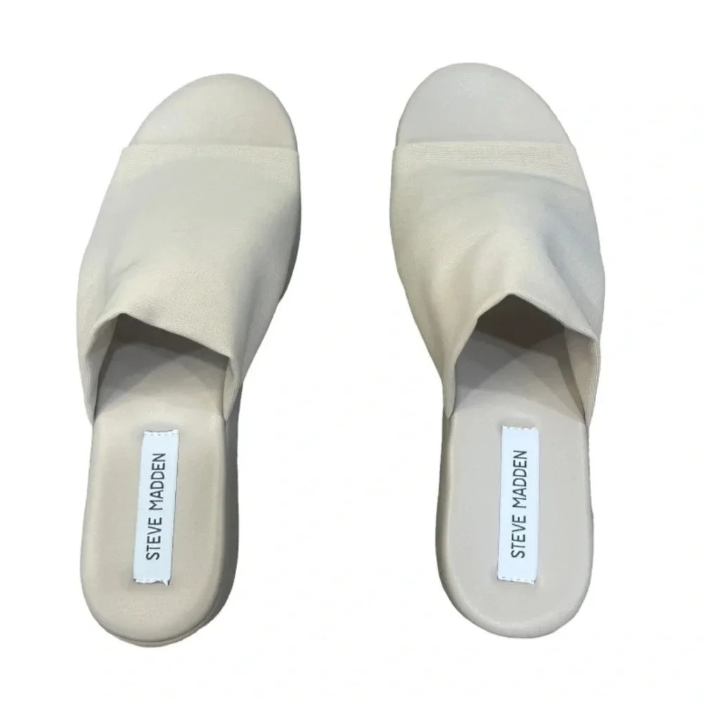 Steve  Madden Platform Slinky Sandals In Colour Natural/ Cream NWB Size 10 - Picture 9 of 10